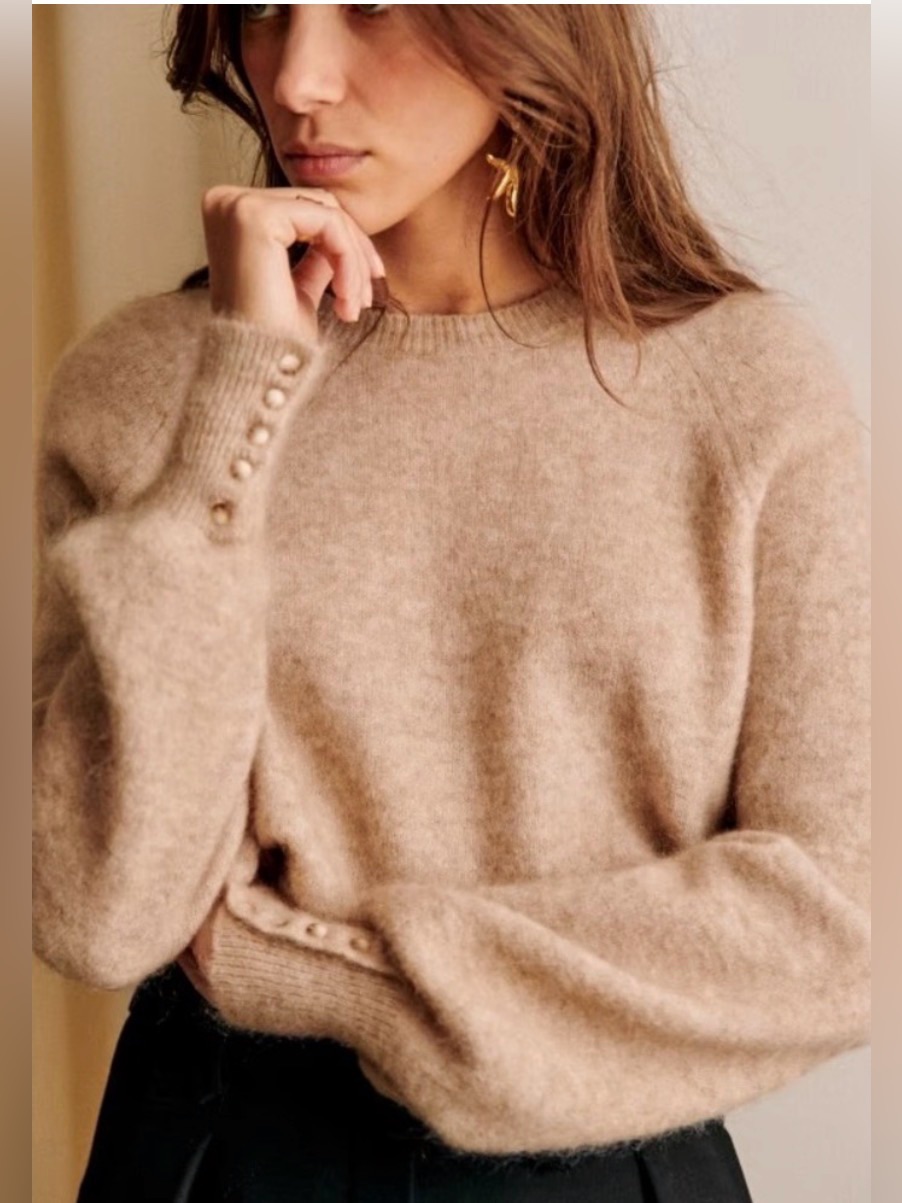 Szane Louise Jumper In Beige Mohair Wool Knit Sweater